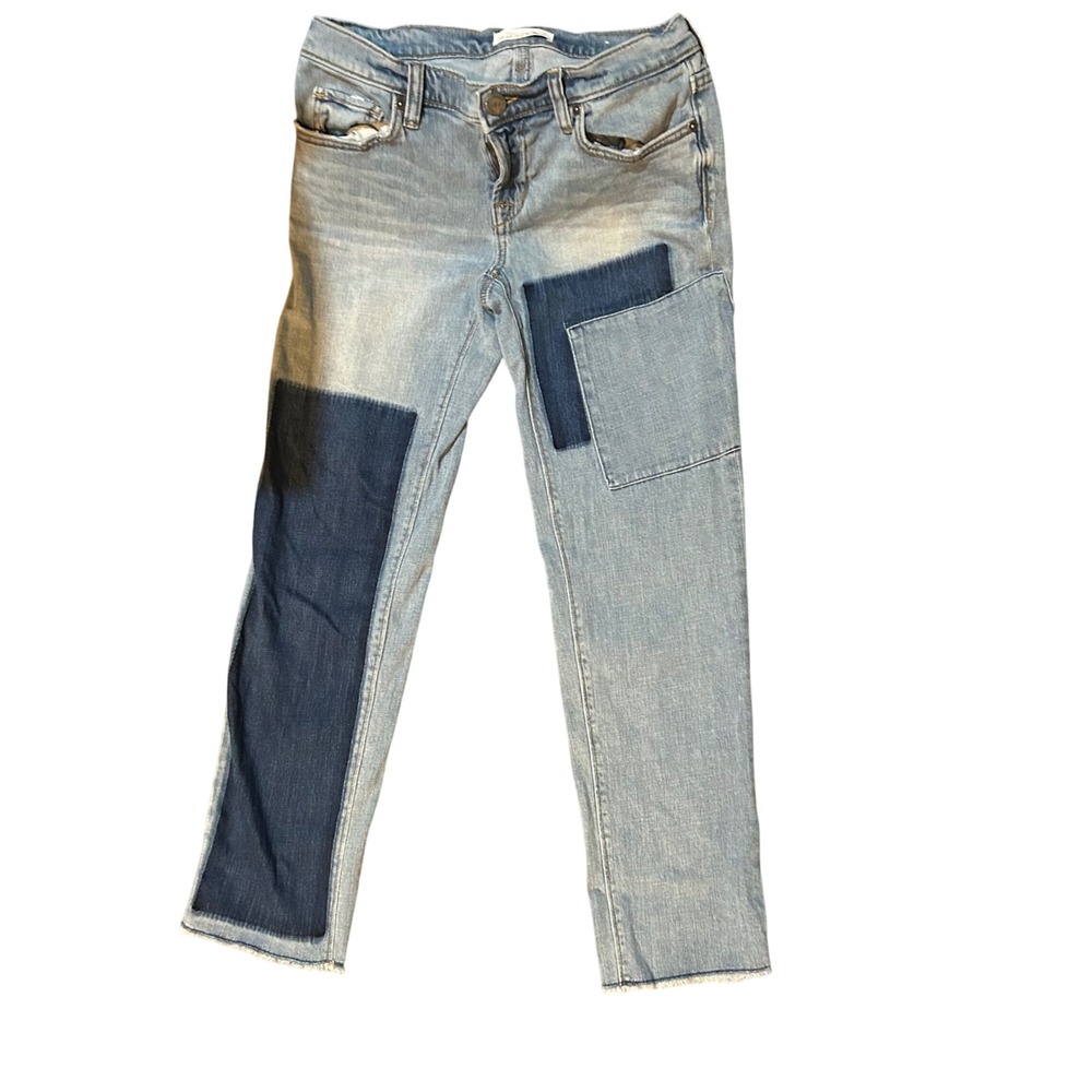 LOFT Patchwork Boyfriend Jeans Distressed Denim‎ Light Wash Pants Size 24 / 00